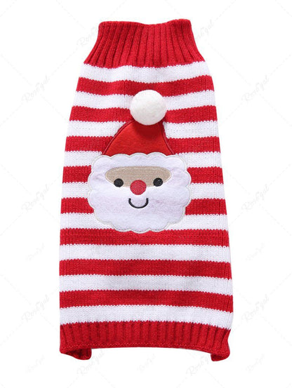 Pet's Christmas Santa Claus Stripes Printed Ball Sweater