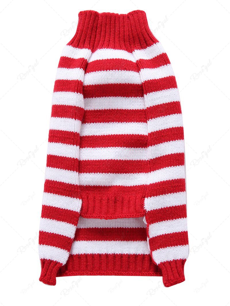 Pet's Christmas Santa Claus Stripes Printed Ball Sweater