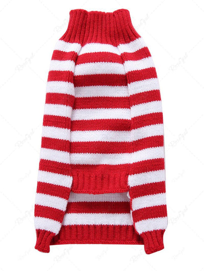 Pet's Christmas Santa Claus Stripes Printed Ball Sweater