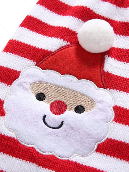 Pet's Christmas Santa Claus Stripes Printed Ball Sweater