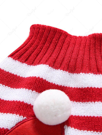 Pet's Christmas Santa Claus Stripes Printed Ball Sweater