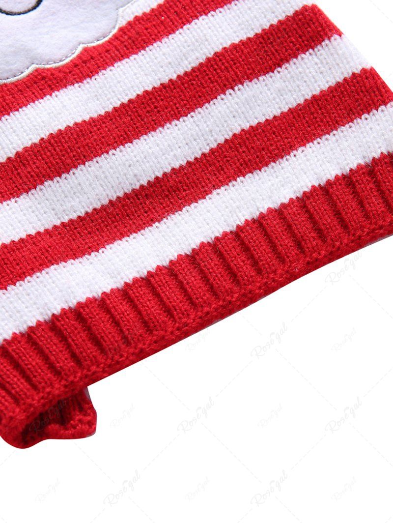 Pet's Christmas Santa Claus Stripes Printed Ball Sweater