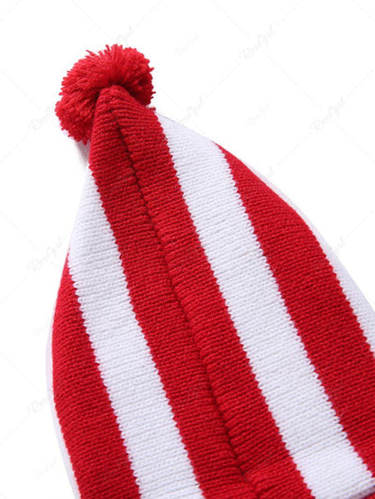 Pet's Christmas Stripes Printed Fleece Ball Hooded Sweater