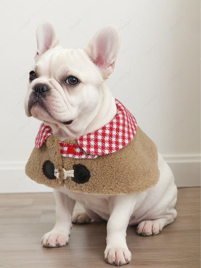 Pet's Plaid Fleece Duffle Button Cape