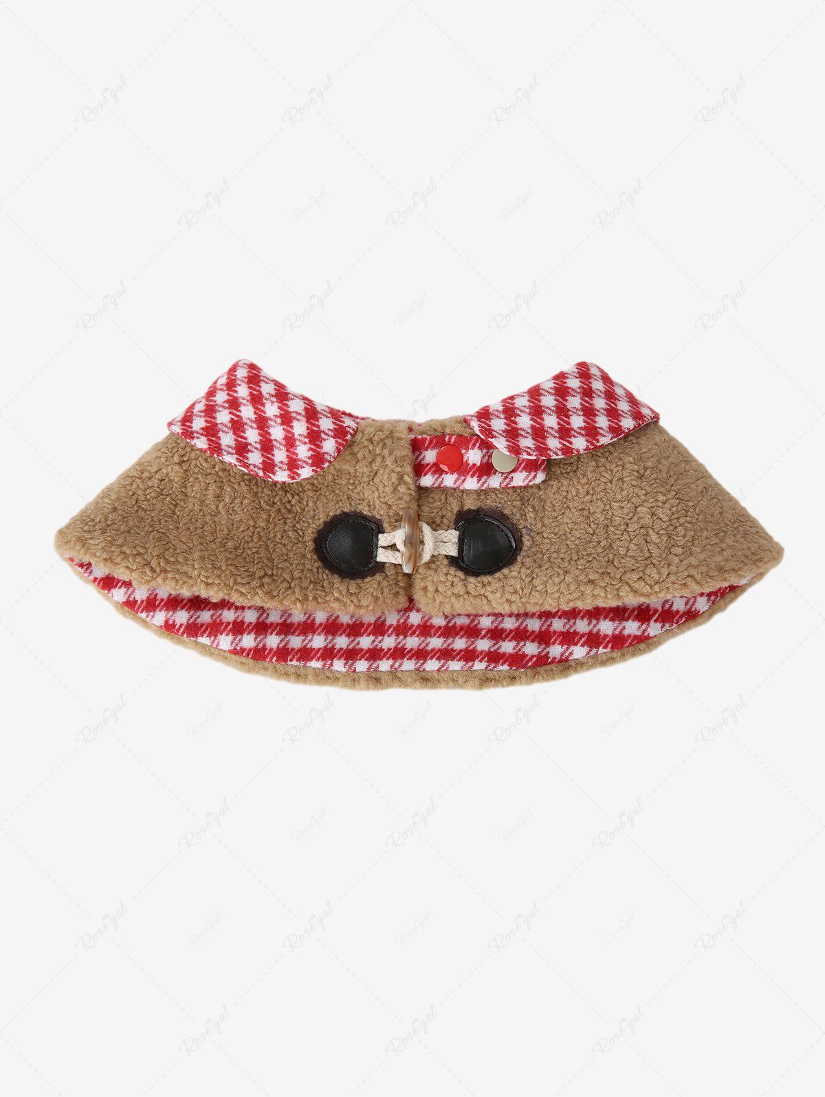 Pet's Plaid Fleece Duffle Button Cape