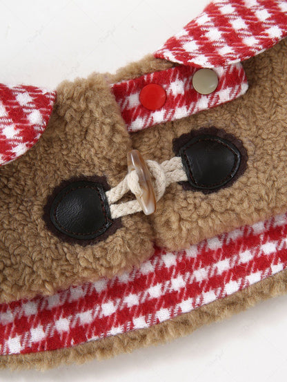 Pet's Plaid Fleece Duffle Button Cape