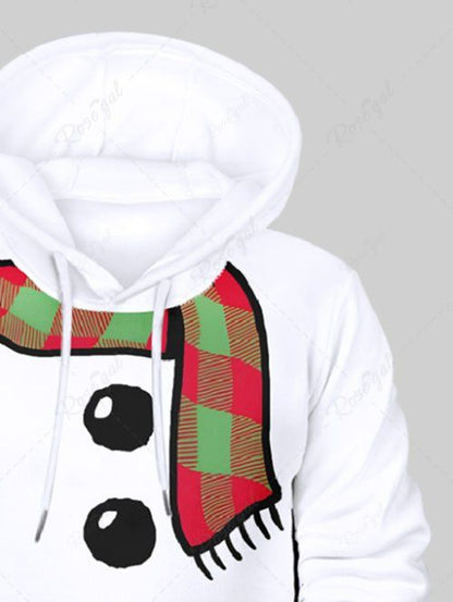 Plus Size Christmas Plaid Scarf Buttons 3D Printed Pocket Drawstring Hoodie