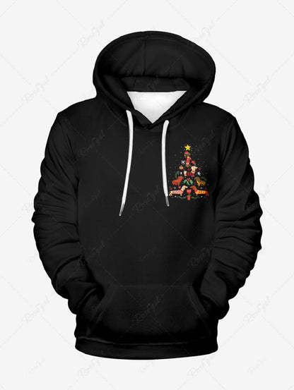 Snowflake Christmas Tree Print Hoodie Dog And Owner Matching Outfits