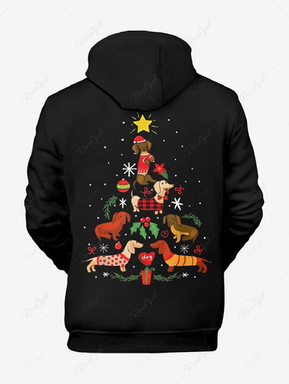 Snowflake Christmas Tree Print Hoodie Dog And Owner Matching Outfits