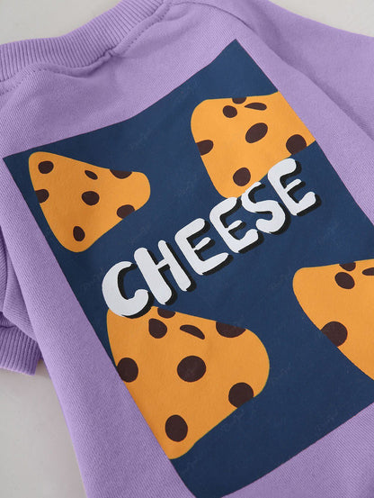 Pet's Cheese Letters Geometric Graphic Printed Sweatshirt