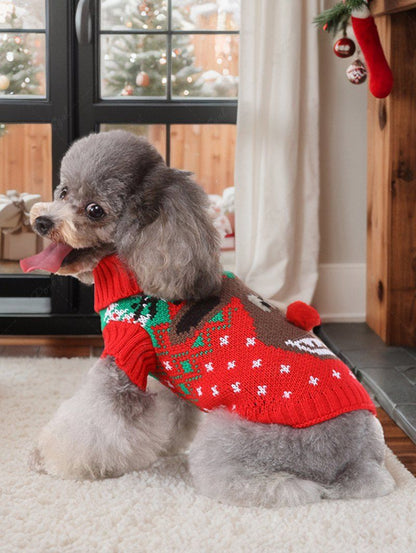 Christmas Tree Elk Snowflake Print Sweater Dog and Owner Matching Outfits