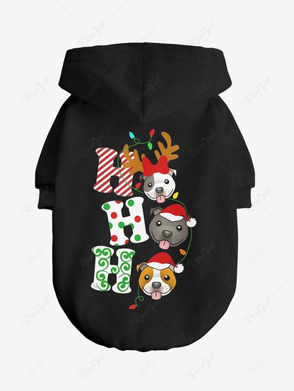 Christmas Hat Elk Dog Letters Printed Hoodie Dog and Owner Matching Outfits