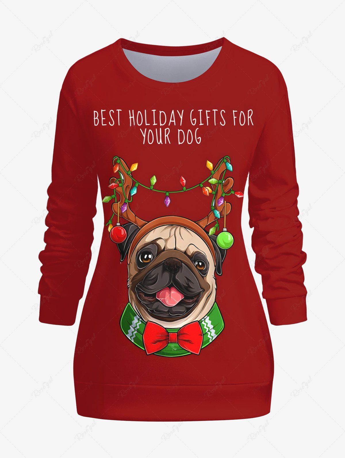 Christmas Light Elk Dog Bowknot Printed Hoodie and Sweatshirt Dog and Owner Matching Outfits