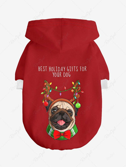 Christmas Light Elk Dog Bowknot Printed Hoodie and Sweatshirt Dog and Owner Matching Outfits