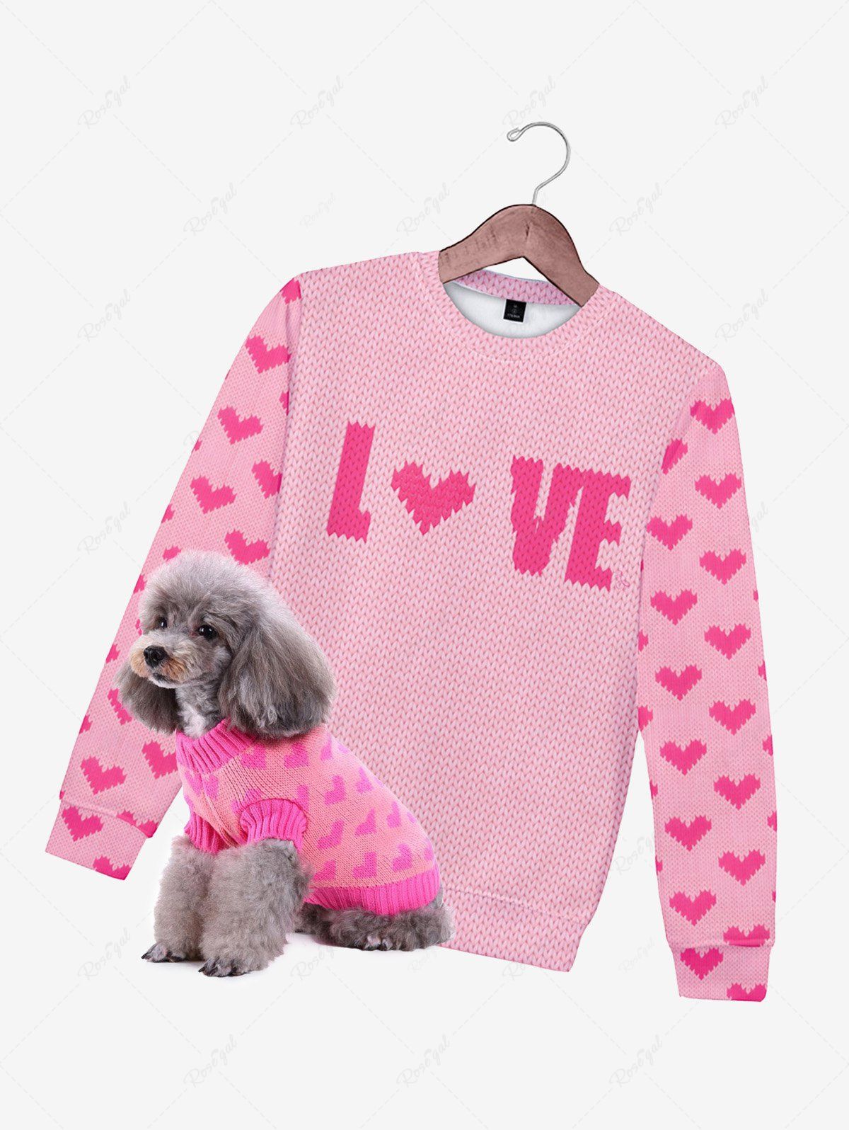 Heart Love Letters Knitting 3D Print Sweater and Sweatshirt Dog And Owner Matching Outfits