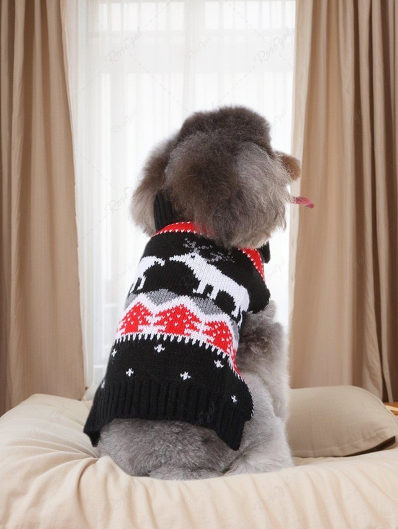 Christmas Tree Elk Snowflake Printed and Heart Letters Zig Zag Printed Sweater Dog and Owner Matching Outfits