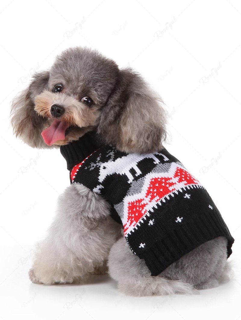 Christmas Tree Elk Snowflake Printed and Heart Letters Zig Zag Printed Sweater Dog and Owner Matching Outfits