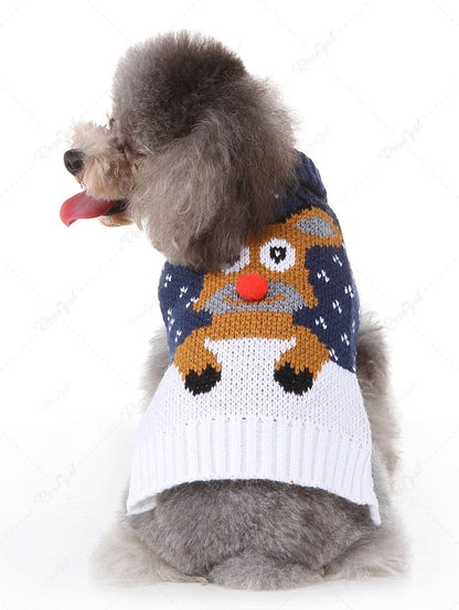 Pet's Ugly Funny Christmas Elk Colorblock Printed Sweater