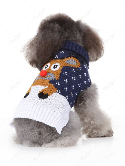 Pet's Ugly Funny Christmas Elk Colorblock Printed Sweater