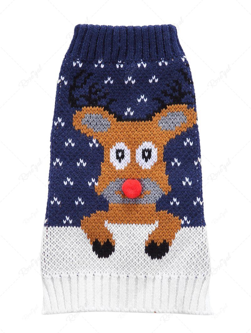 Pet's Ugly Funny Christmas Elk Colorblock Printed Sweater