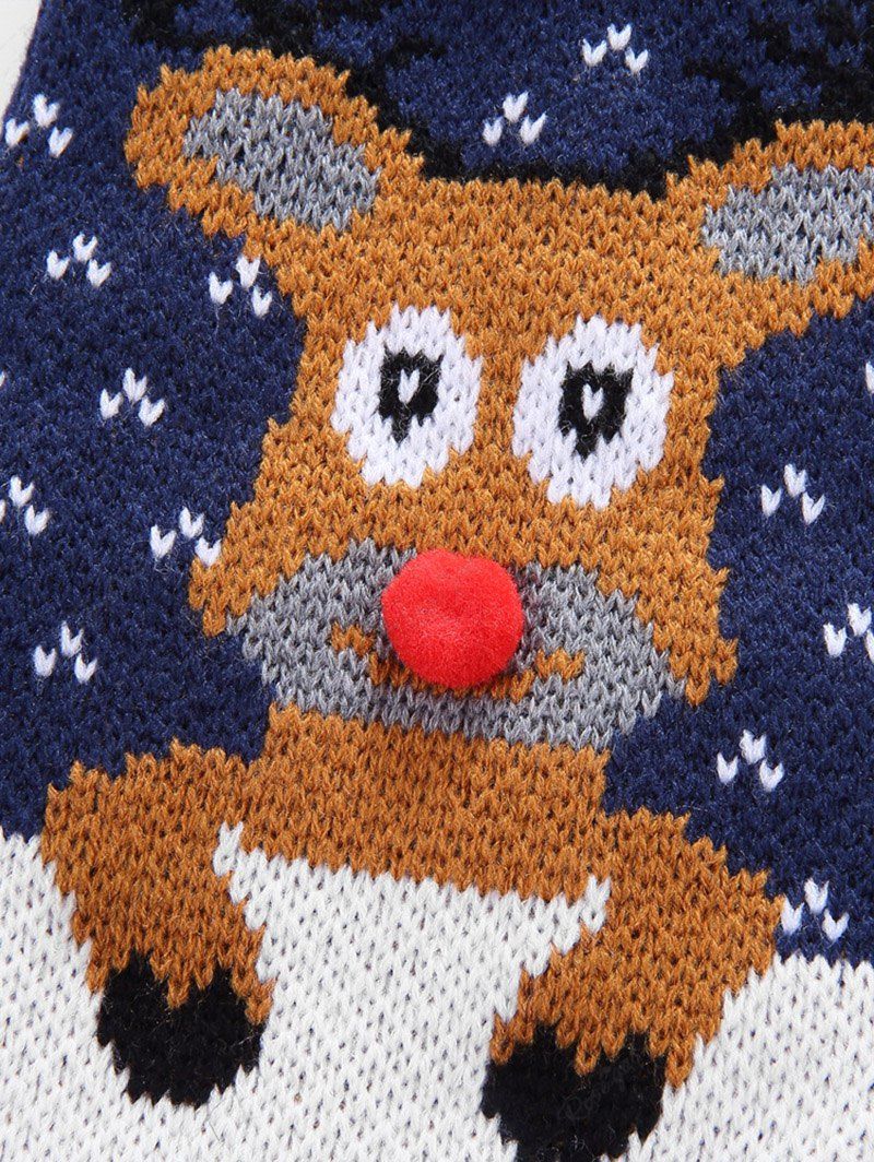 Pet's Ugly Funny Christmas Elk Colorblock Printed Sweater