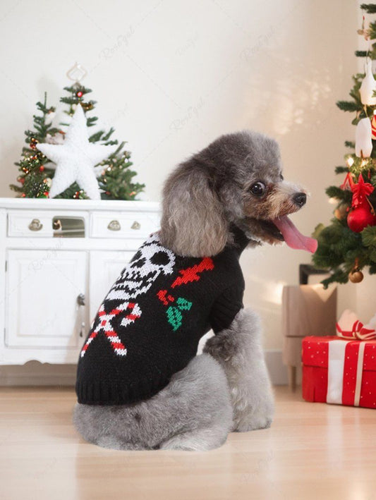 Pet's Christmas Skull Santa Claus Candy Printed Sweater