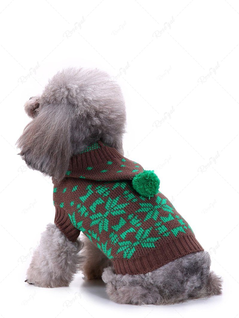 Pet's Christmas Snowflake Printed Ball Hooded Sweater