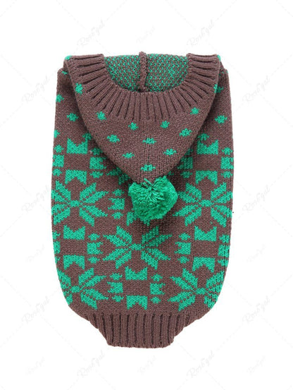 Pet's Christmas Snowflake Printed Ball Hooded Sweater