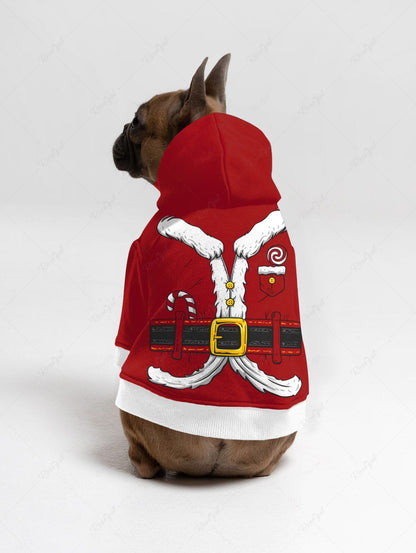 Pet's 3D Christmas Beard Candy Pocket Belt Printed Button Hoodie