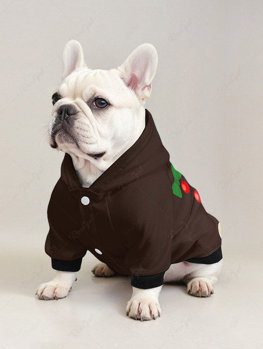 Pet's Christmas Bowknot Snowman Button Printed Button Hoodie