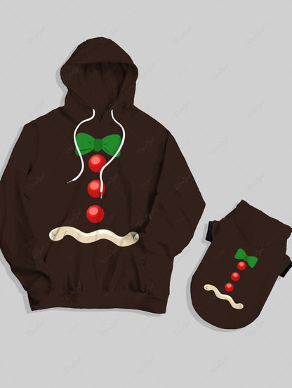 Christmas Bowknot Snowman Button Print Hoodie Dog And Owner Matching Outfits