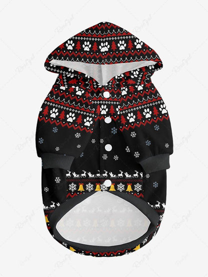 Christmas Ugly Hat Snowflake Elk Bell Paw Printed Hoodie Dog And Owner Matching Outfits