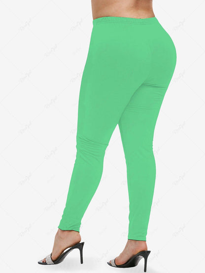 Plus Size Christmas Solid Color Leggings