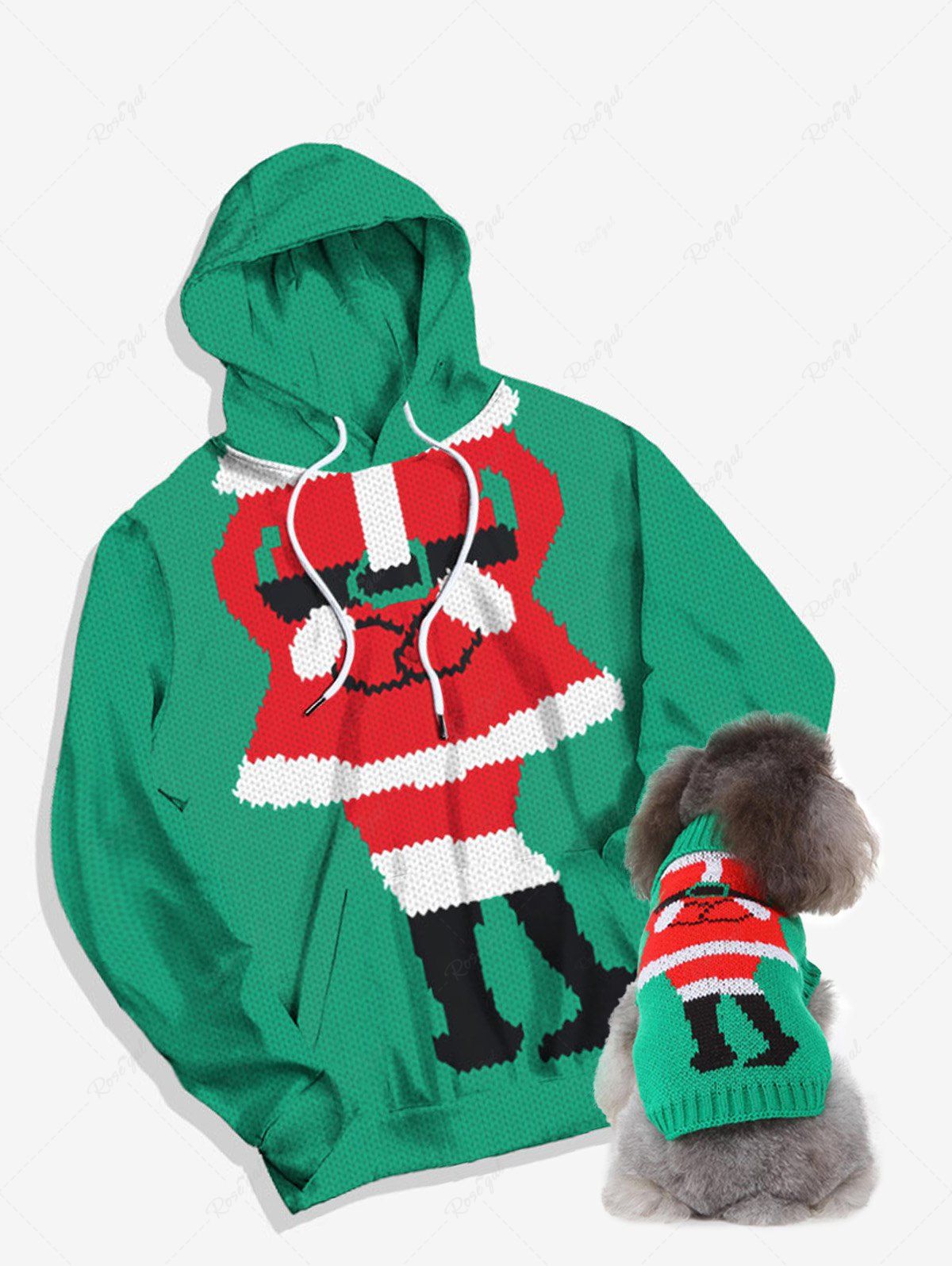 Christmas Santa Claus Printed Sweater and Hoodie Dog and Owner Matching Outfits