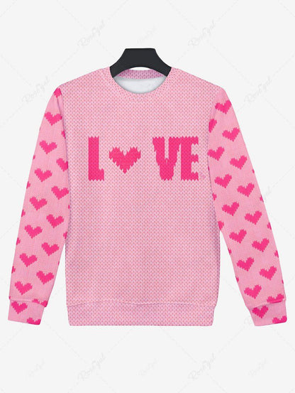 Plus Size Heart Love Letters Knitting 3D Printed Sweatshirt