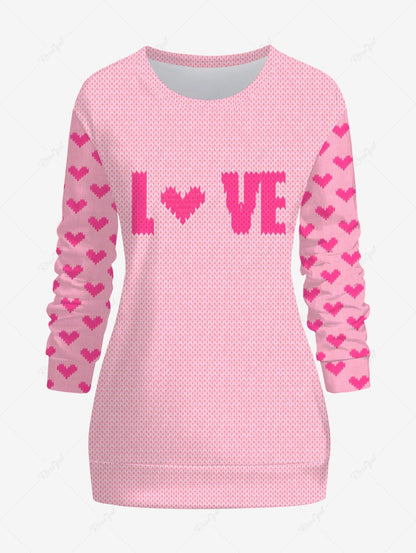 Plus Size Heart Love Letters Knitting 3D Printed Sweatshirt