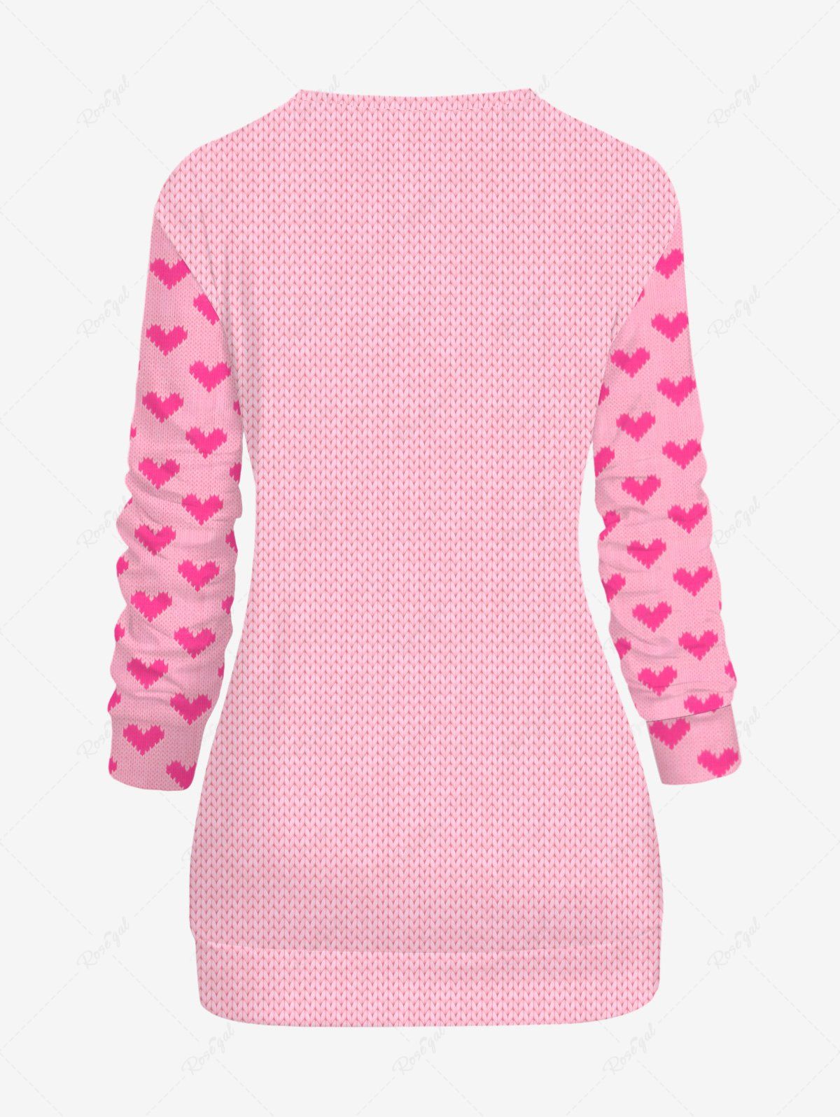 Plus Size Heart Love Letters Knitting 3D Printed Sweatshirt