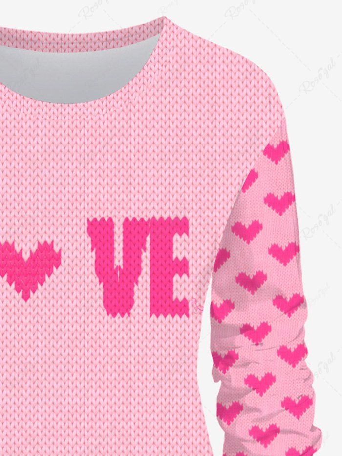 Plus Size Heart Love Letters Knitting 3D Printed Sweatshirt