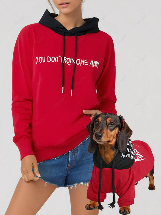 Letters Print Hoodie Dog And Owner Matching Outfits