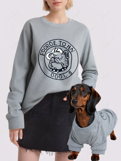 Dog Jacquard Embroidered Graphic Sweatshirt Dog and Owner Matching Outfits