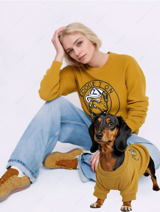 Jacquard Embroidery Graphic Sweatshirt Dog And Owner Matching Outfits