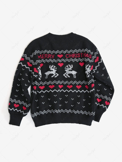 Christmas Tree Elk Snowflake Printed and Heart Letters Zig Zag Printed Sweater Dog and Owner Matching Outfits