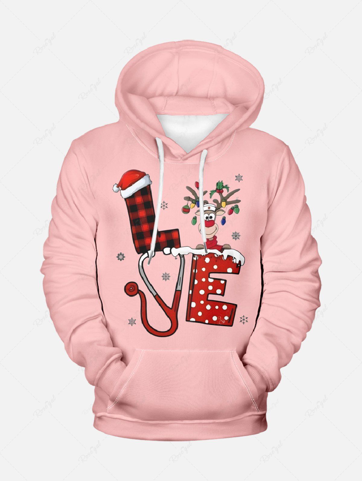 Christmas Hat Plaid Elk Snowflake Letters Print Hoodie Dog And Owner Matching Outfits