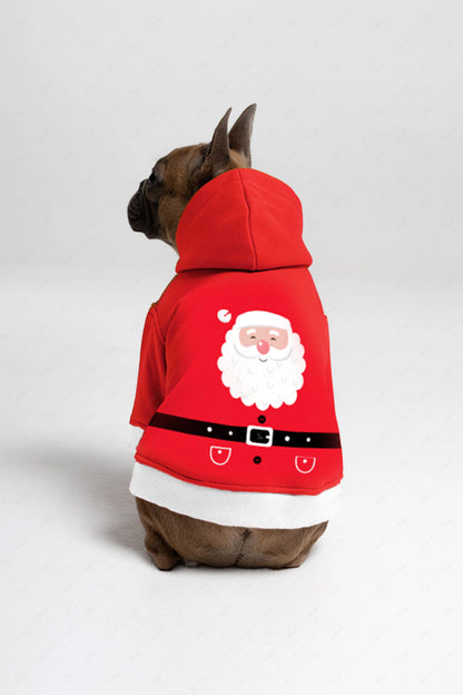 Christmas Santa Claus Belt Printed Hoodie Dog and Owner Matching Outfits