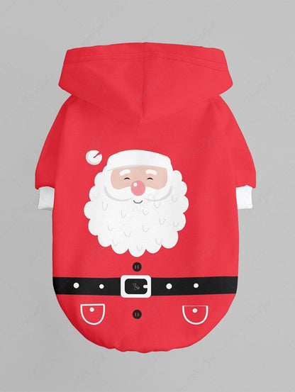 Christmas Santa Claus Belt Printed Hoodie Dog and Owner Matching Outfits