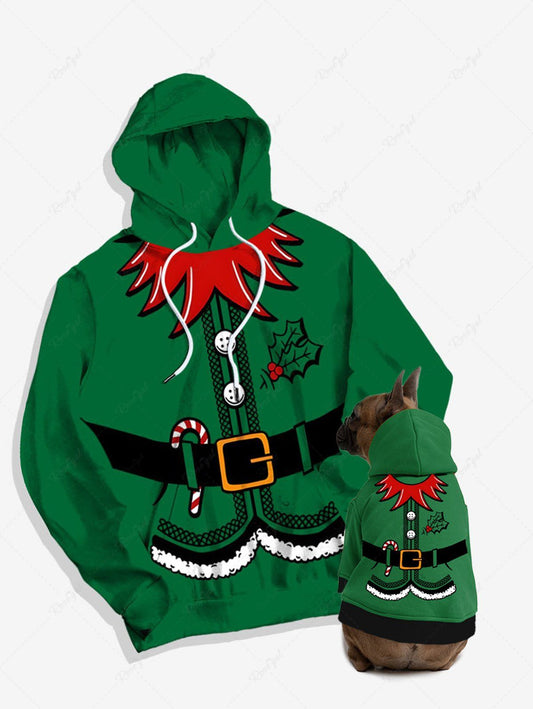 Christmas Elf Costume Hoodie Dog and Owner Matching Outfits