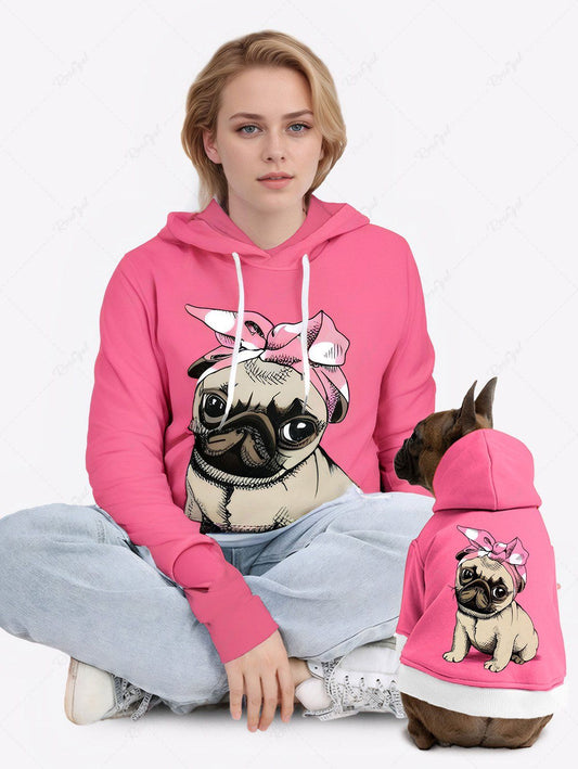 Dog Bowknot Print Hoodie Dog and Owner Matching Outfits