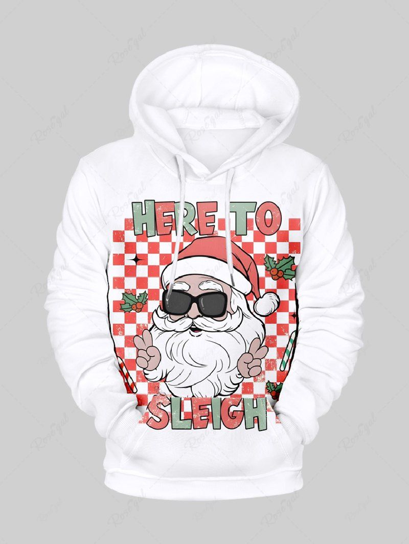 Christmas Plaid Letters Santa Claus Print Hoodie Dog And Owner Matching Outfits