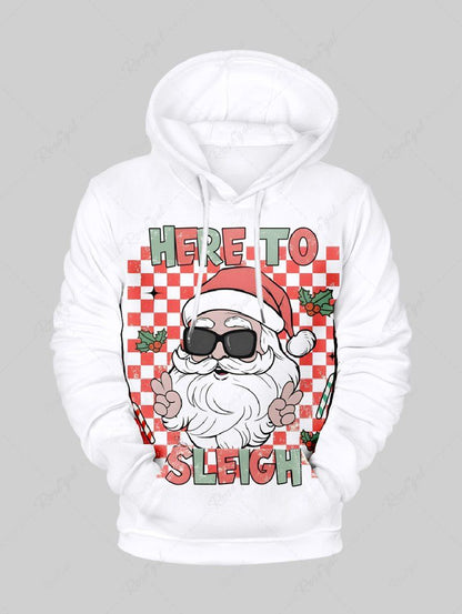 Christmas Plaid Letters Santa Claus Print Hoodie Dog And Owner Matching Outfits