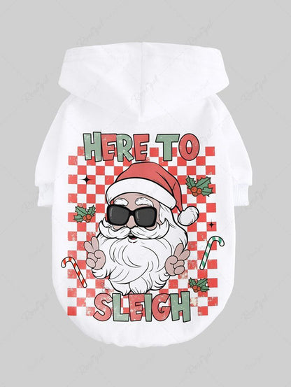 Pet's Christmas Plaid Letters Santa Claus Printed Button Hoodie